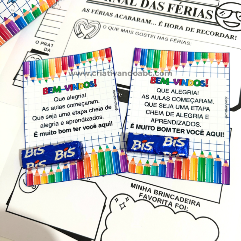 Lembrancinha volta às aulas para imprimir