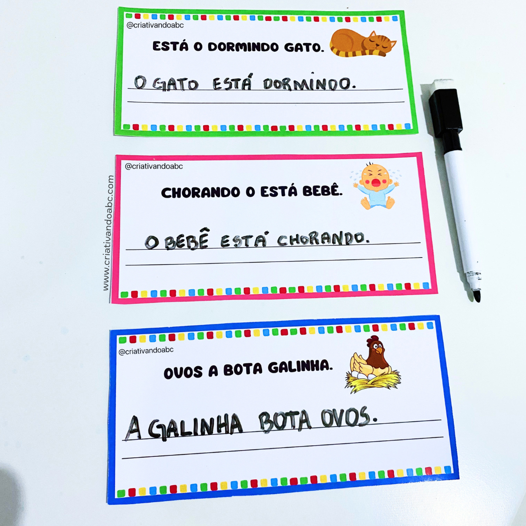 montar frases, organizar frases, atividade com frases, frases embaralhadas