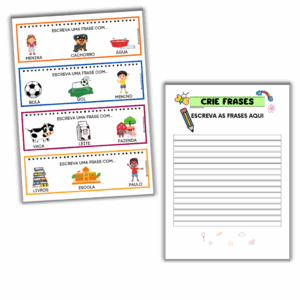 crie frases - atividade de alfabetização para criar frases.