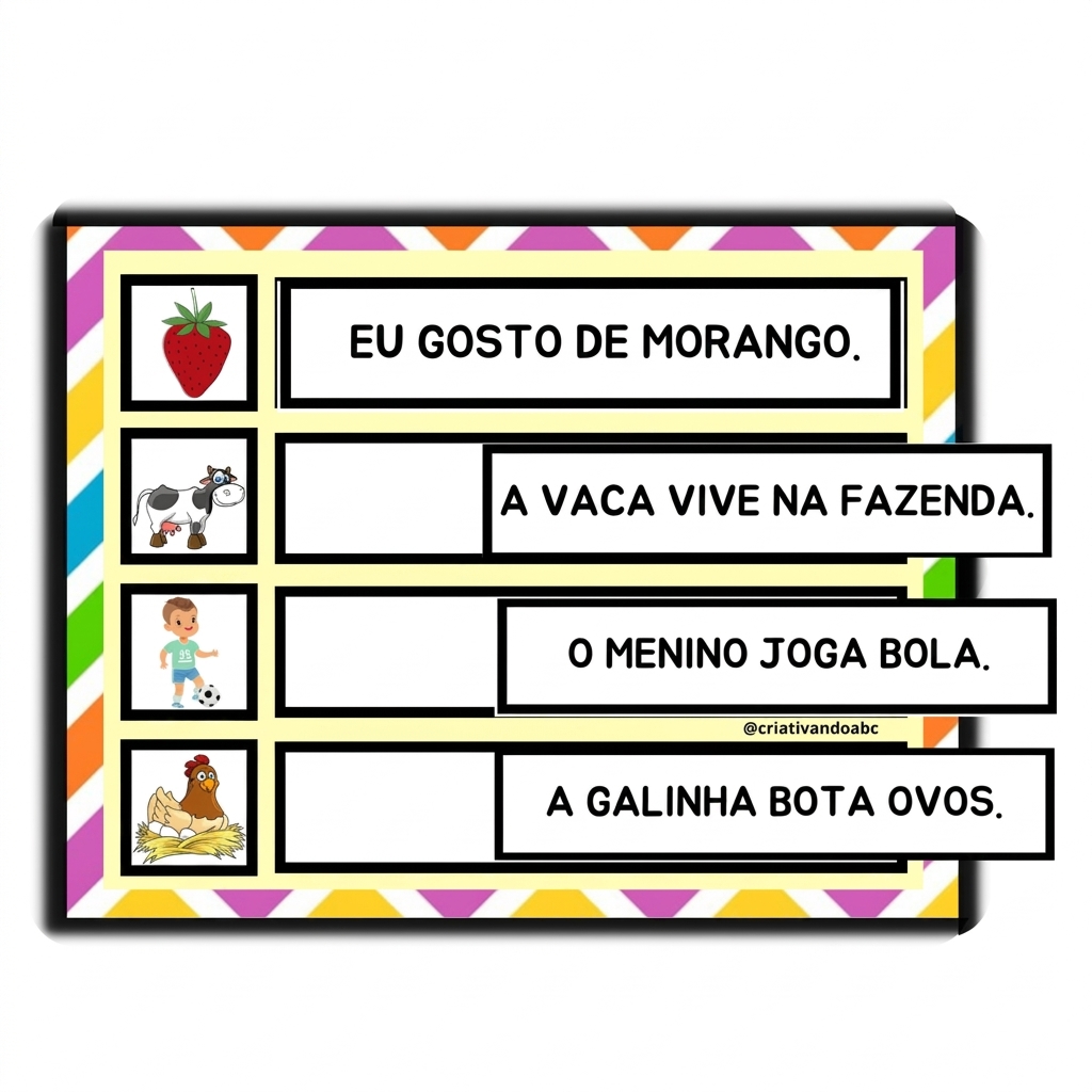 Encontre a frase, frase correspondente, pareamente imageme frase, atividade com frases