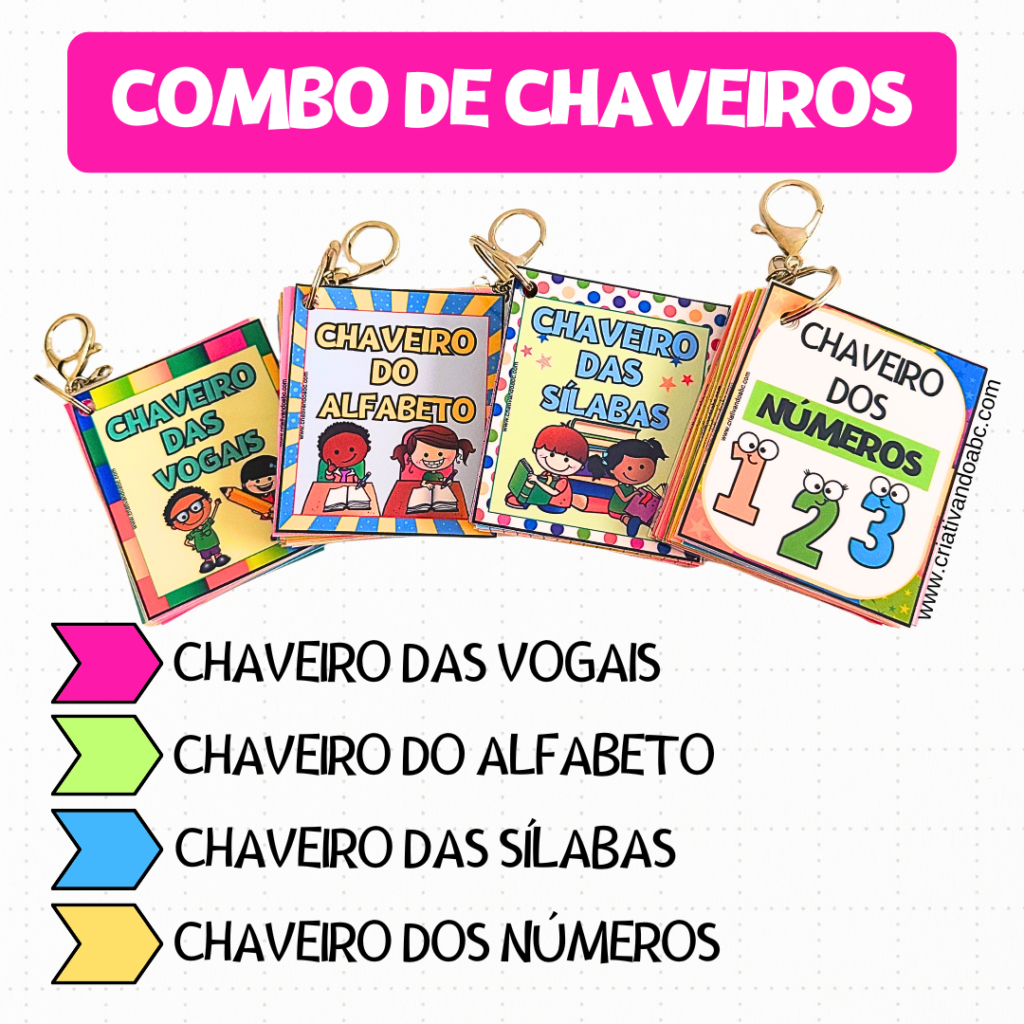 Combo de Chaveiros Educativos