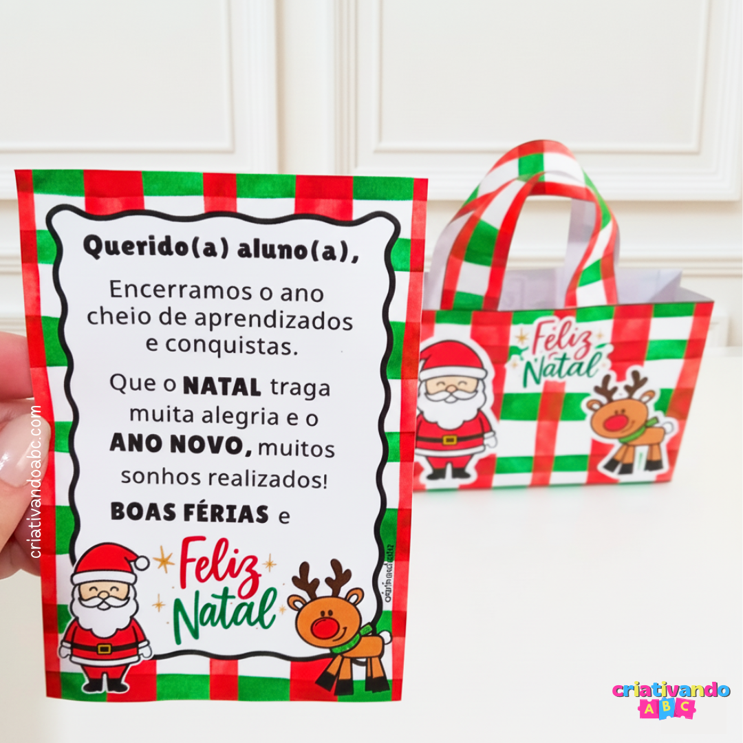 Cartão de Natal para alunos e Sacolinha