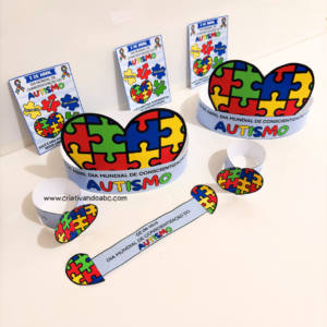 Pulseira autismo + coroa + cartão