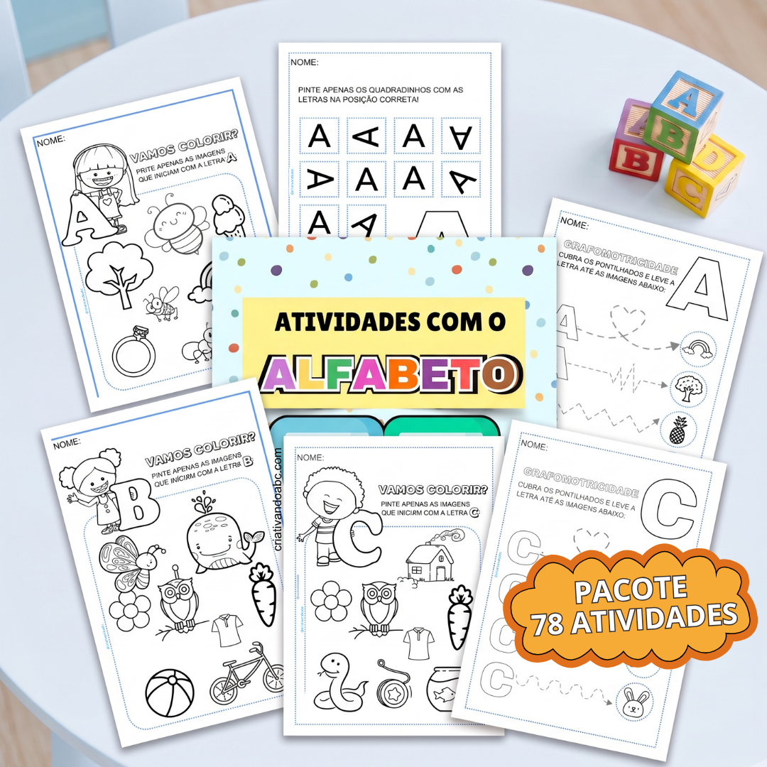 Atividades alfabeto, atividades com o alfabeto, atividades para ensinar o alfabeto